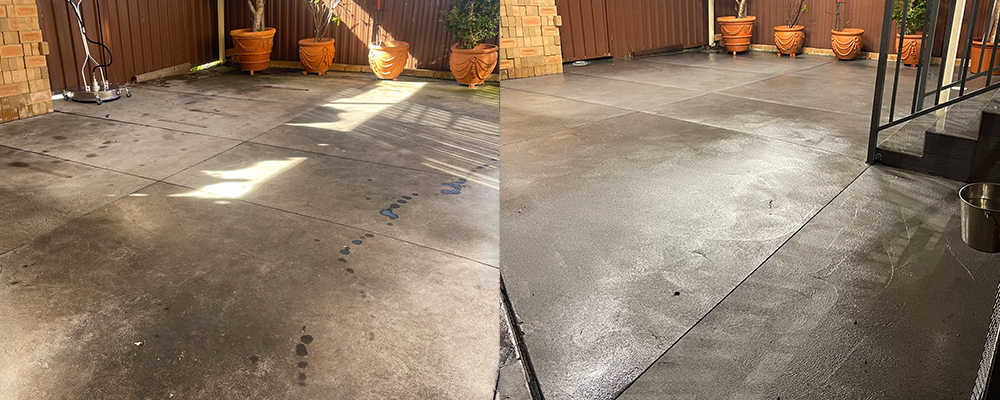 Before and after driveway pressure cleaning Wetherill Park