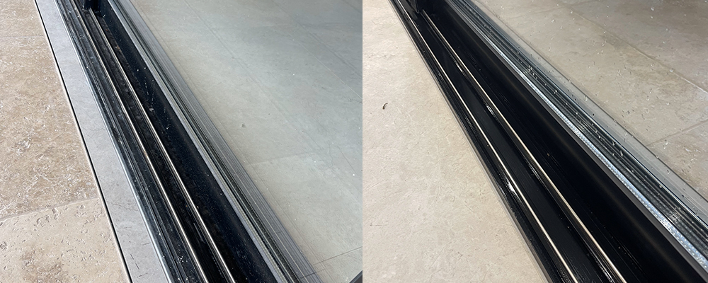 Post-construction cleaning in Central Coast, featuring detailed window track cleaning and debris removal